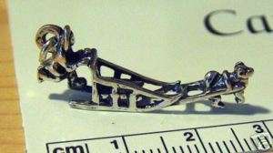 Sterling Silver 3D Man with Husky Dog Sled Charm  