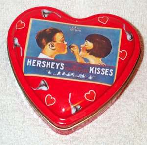 HERSHEYS Milk Chocolate VALENTINE Tin with Old BUTTONS  
