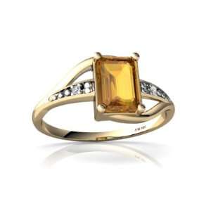    14K Yellow Gold Emerald cut Genuine Citrine Ring Size 4.5 Jewelry