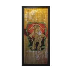 Rasta Lion Bamboo Painted Beaded Curtain