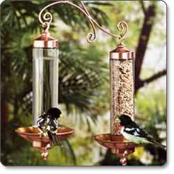 Birdscapes Copper Sip Seed Feeder In use Shot