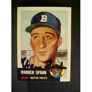  Warren Spahn Boston Braves #147 1953 Topps Archives Signed 