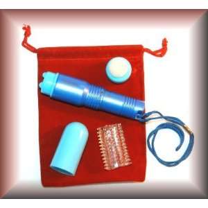 MINI MITE Massager 4 Inch BLUE with RED Velveteen Drawstring Pouch and 