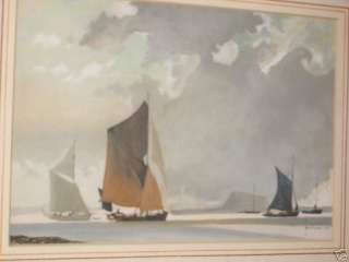 Pastel, SILVER LINING, Great Sailing Scene. Signed.  