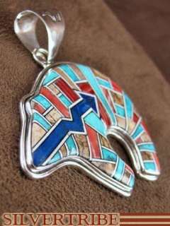 Bear Multicolor Inlay Sterling Silver Pendant Jewelry  