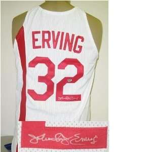   Dr. J Erving Autographed Nets Jersey Sixers Wht