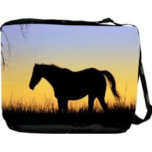  Horse Silhouette on Yellow Blue Sunset Messenger Bag   Book 