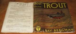 Scarce 1st HC/DJ Trout Bergman 1938 Flyfishing Plates  