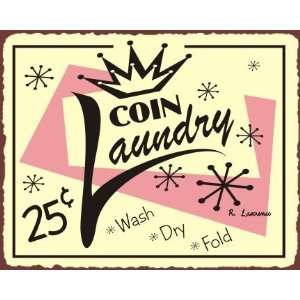  Coin Laundry Vintage Metal Art Laundry Cleaning Retro Tin 