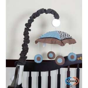   Mobile For Boutique Blue Brown Scribble 13 PCS Crib Bedding Set Baby