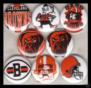 CLEVELAND BROWNS 1 buttons badges FOOTBALL NFL DAWG  