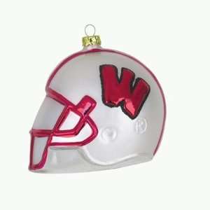  Wisconsin Badgers NCAA Glass Football Helmet Ornament (3 