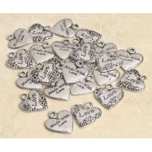  Silvertone Metal Made With Love Charms   Beading & Charms 