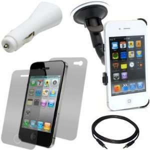  4 Items Car Mount Accessory Bundle for Apple iPhone 4 