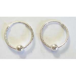  Silver Spiral Ball Hoop Earrings (2cm Diameter 