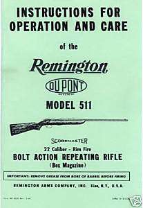 Remington Model 511 ScoreMaster Rifle Gun Manual  