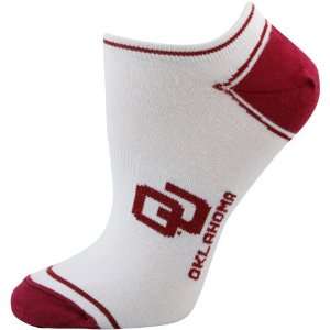   Oklahoma Sooners Ladies White No Show Ankle Socks
