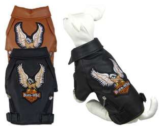   Handsome Eagle Logo Leather Jacket Clothes For Small Dog DLC 007EE