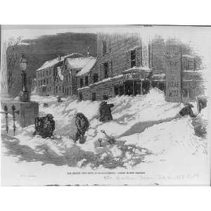  Recent deep snow,Men shoveling,New Bedford,Bristol County 
