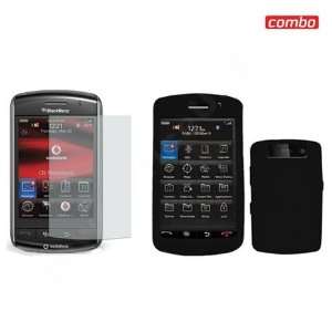  BlackBerry Storm2 9550 Combo Solid Black Silicon Skin Case 