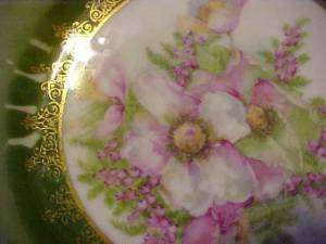   Painted PLATE PINK & WHITE FLORALS by THREE CROWN Co, Germany  