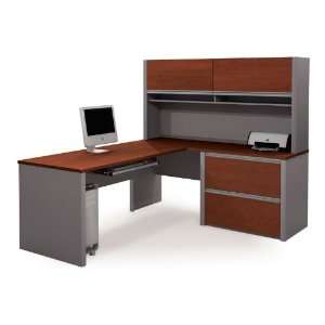  Connexion L Shaped Desk With Hutch & Oversized Pedestal In 