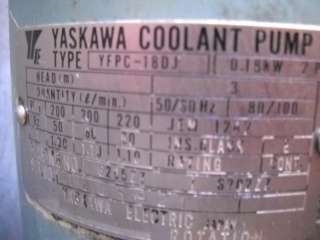Mori Seiki SL2 CNC Coolant Pump Yaskawa YFPC 18DJ YFPC  