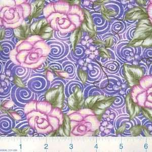  45 Wide Tiffany Floral Spirals Purple Fabric By The Yard 