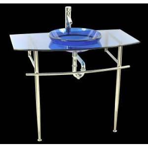  Glass Sinks Glass/Chrome, Blue Portofino Console Glass 