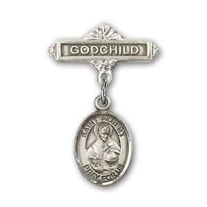   Badge with St. Albert the Great Charm and Godchild Badge Pin Jewelry