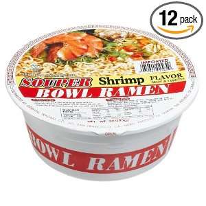 Souper Ramen Shrimp, 3 Ounce Bowls (Pack of 12)  Grocery 
