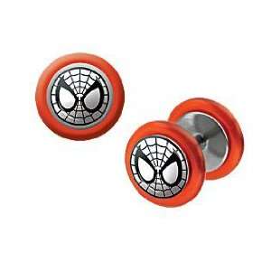 Spiderman 316L Surgical Steel Fake Plugs   18G Ear Wire   Sold as a 