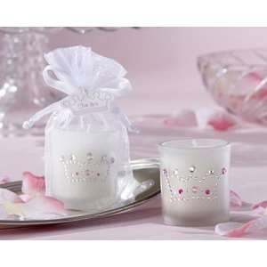 Crown Jewels Frosted Glass Votive Candle with Rhinestones (Set