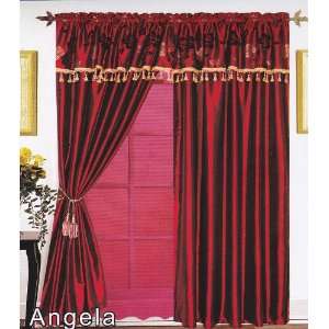  Angela 4PC Curtain Set Burgundy