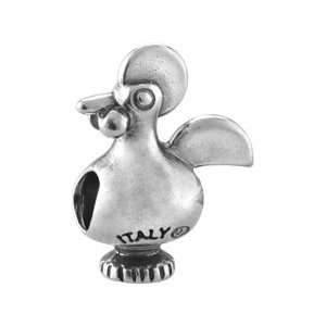  Bacio Italian Silver Bead Silver Decorative Flying Duck Charm 