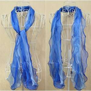 Fashion design Womens 100% silk scarf long neck shawl wavy scarves 