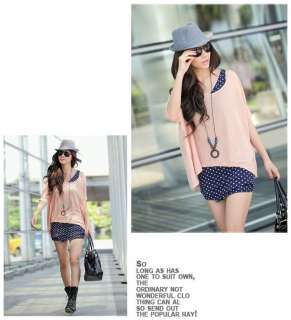 FANCYQUBE CHIC DOT VEST + BATWING SLEEVE LOOSE TOP 1891  