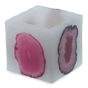    Agate and paraffin candleholder, Crimson Sky