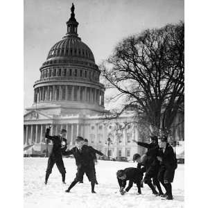 Snowball Fight on the U.S. Capitol Grounds, ca. 1922   16x20 