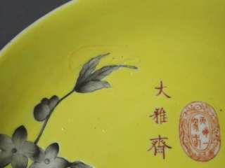 Pair Chinese DAYAZAI Yellow Glazed Ground Small Porcelain Plates 