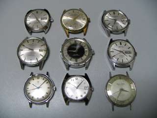 LOT OF 9 SEIKO, CITIZEN, ORIENT, RICOH for repair, for parts  