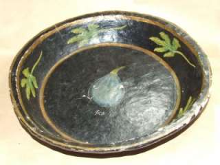   Toleware Paper Mache Fruit Bowl Hand Painted India OLD *  