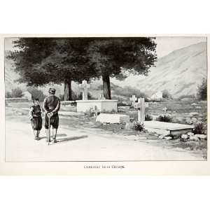  1904 Print Montenegro Cetinje Cemetery Burial Gravestone 