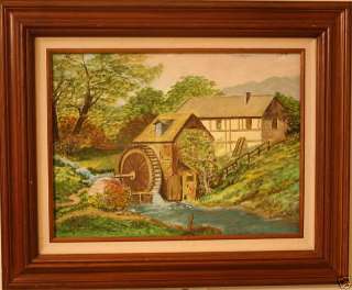 Framed Landscape Oil Painting GRISTMILL 22x18 Signed  