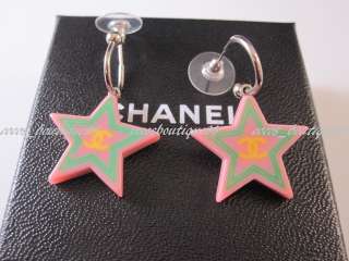 Auth CHANEL Resort Star Candy Dusty Pink Dangle Earrings Rare  