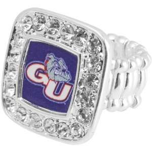  NCAA Gonzaga Bulldogs Team Logo Square Crystal Ring 
