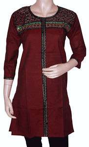 Womens Designer Cotton Top Tunic Kurta Dress Indian 4  