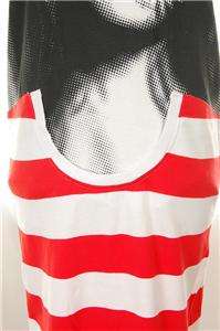   JC de Castelbajac Lady Face Funky Fake T Shirt Striped Dress 40  