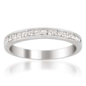 14k White Gold Princess cut Diamond 16 stone Bridal Wedding Band Ring 