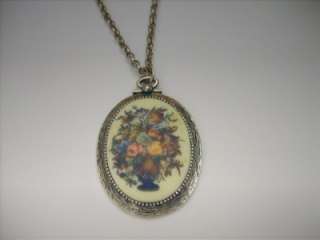 Sarah Coventry Tapestry Floral Silver Tone Necklace  